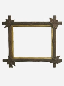 1880s Black-Forest Picture Frame Made of Wood Hand Carved Gilt Interior 13 X 15 - Picture 1 of 2
