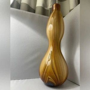 Tozai Art Glass Cased Glass Vase 15.5" Brown Amber Orange - Picture 1 of 5