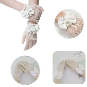 Kids Cream Lace Fisnet Gloves Communion Party Wedding G9T7 V9L9 Flower N8R4 B6N6 - Bild 1 von 12