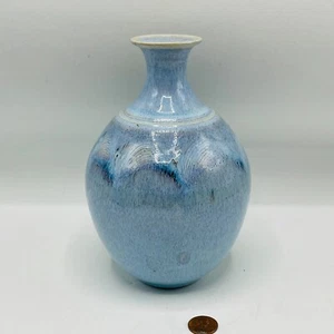 Flambeaux Hand Made Vase Studio Art Pottery Signed Lurin? 7"x 5" Glazed - Picture 1 of 7