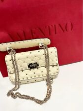 VALENTINO Rockstud Spike Small Bag Shoulder bag White Leather Crossobody Ladies