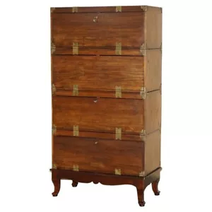 FOUR RARE ANTIQUE ORIGINAL CHINESE EXPORT CIRCA 1880 STACKABLE CAMPAIGN CHESTS - Picture 1 of 23