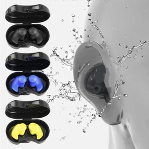 2PCS Reusable Silicone Swimming Earplugs Waterproof for Diving, Surfing & Shower - Picture 1 of 26