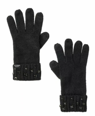 全新 Victoria's Secret 水钻手套 冬季假期 均码 柔软 黑色 — 第 1/3 张图片