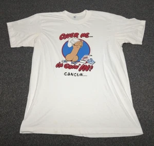 Vtg Cover Me I'm Going In! Cancun Mexico Funny Condom T Shirt Mens Size XL - Picture 1 of 10