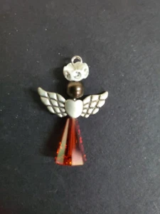 C.A. Ciondolo Angelo Placcato Argento 1,25" con Cristallo e Perla Swarovski (CA91) - Foto 1 di 2