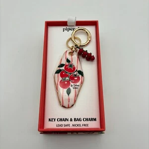 Piper K Gold Striped Red Tomato Vine Purse Bag Charm & Key Chain, Viral TikTok - Picture 1 of 5