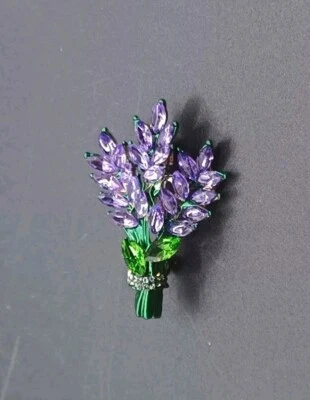 New Betsey Johnson Rhinestone Purple Flower Pin Brooch - Image 1 of 4