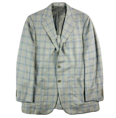Blazer Belvest Gris Ventana Cuadros Lana Lino Hombre Talla 40R Nuevo con Etiquetas Foto 1 de 4