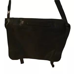 Vintage Black leather adjustable brief case messenger bag - Picture 1 of 4