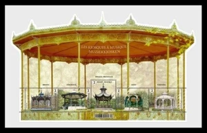 BELGIUM 2024 UNUSUAL DIE CUT OUT MUSIC KIOSK SHAPE BANDSTANDS WITH GOLD PRINTING - Picture 1 of 1