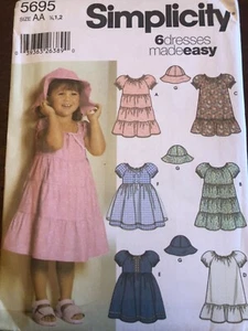 Simplicity 5695 Toddlers Dresses & Hat 6 Dress Variations Pattern Sz 1/2 1 2 - Picture 1 of 3