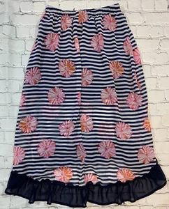 Disney D-Signed Skirt Girls Medium 10-12 Lined Maxi Blue White Floral Hi Lo Hem - Picture 1 of 5