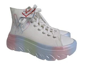 Skechers Funky Street Young Love Platform Sneakers Womans US High Top Hearts - Picture 1 of 9