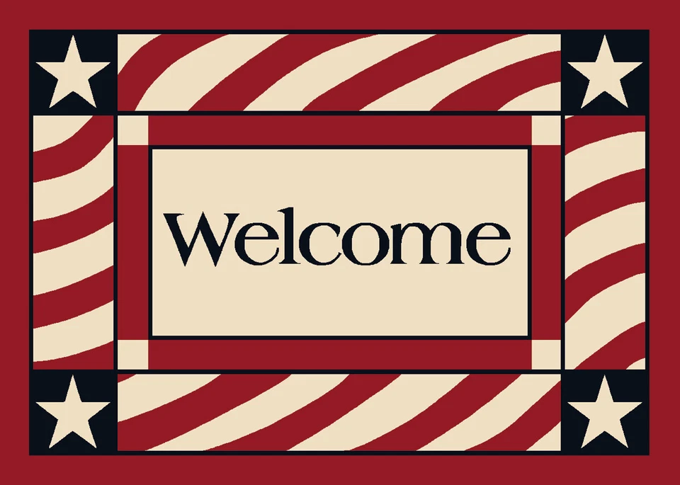 Небольшой ковер 4x6 Milliken Patriotic Welcome с опалом окаймленными звездами - около 3 футов 10 дюймов x 5 футов 4 дюйма - Изображение 1 из 1