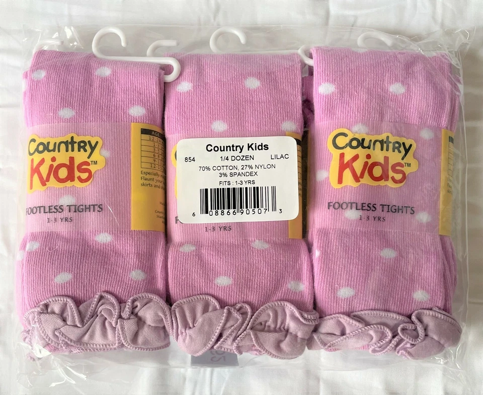 Nuevo Juego de 3 Medias Country Kids 1-3 Años Volantes Punto Sin Pies Capri Rosa Brillante Foto 1 de 1