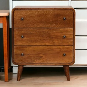 Chest of Drawers Cabinet Storage Mid Century Nordic Retro Style Dark Wood - Picture 1 of 9