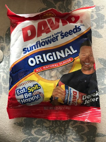 David Sunflower Seeds Original- Bag 5.25 Oz Bag Derek Jeter Rare Yankees Cover
