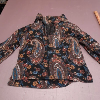 Camisa negra vintage para mujer grande negra de cachemira con cuello Foto 1 de 4