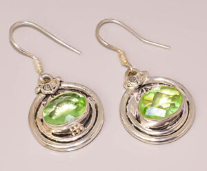 Green Fluorite Handmade Jewelry  925 STERLING SILVER PLATED HOOP EARRING