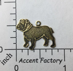 40763 2 Pc Brass Oxidized Bulldog Charm Jewelry Finding - Picture 1 of 4