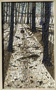 Winter forest landscape mosaic art Roman ceramic trees light nature spring - Picture 1 of 9