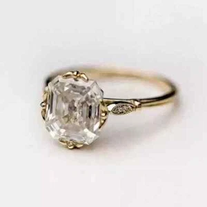 Art Deco Style 3.5Ct Asscher Cut Lab Created Diamond 14K Gold FN Engagement Ring - Picture 1 of 10