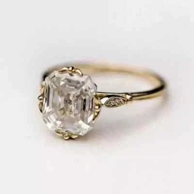 Art Deco Stil 3,5 kt Asscher-Schliff Lab Created Diamant 14 K Gold FN Verlobungsring - Bild 1 von 4