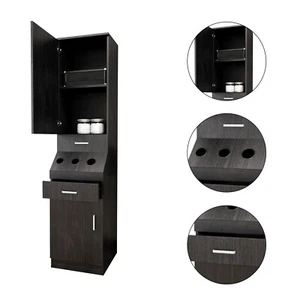 Styling Station Barber Cabinet Beauty Salon Organizer Hair Dryer Holder Brown - Picture 1 of 7