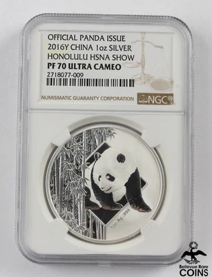 2016 China Honolulu HSNA Show .999 Silver 1oz PANDA Medal NGC PF70 Ultra Cameo - Image 1 of 4
