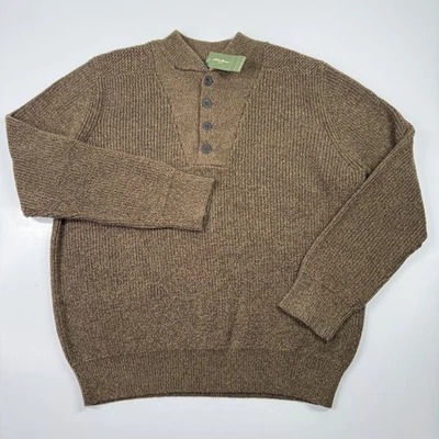 Suéter Henley Eddie Bauer Para Hombres Grueso Tejido Heritage Abuelo Marrón Grande Nuevo Foto 1 de 4
