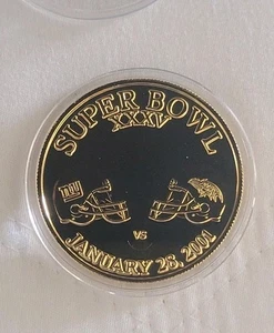 Super Bowl xxxv Token 2001 Tampa Florida Giants vs Ravens Runde - Bild 1 von 23