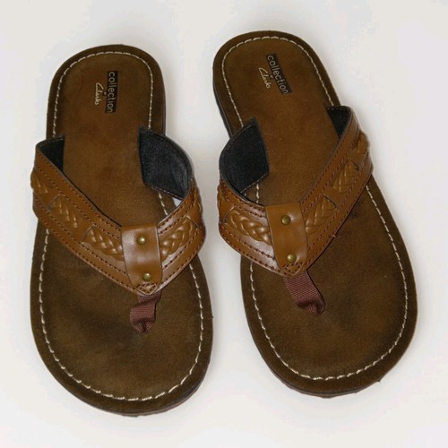 Sandalo infradito donna Clarks Collection slip on in pelle taglia 7M con perizoma intrecciato