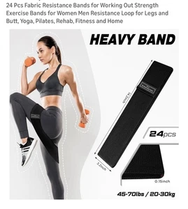24 Stück Stoff schwere Widerstandsbänder für das Training Krafttraining, Yoga. - Bild 1 von 11