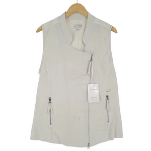 JACOB COHEN Chaqueta De Cuero Couture Chaleco C967 Gris Para Dama Talla EU 40 - Picture 1 of 12