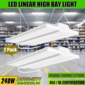 2PACK 240W 4.5/5/5.7K LED Linear Shop Lighting Warehouses High Bay Hanging Light - Picture 1 of 15