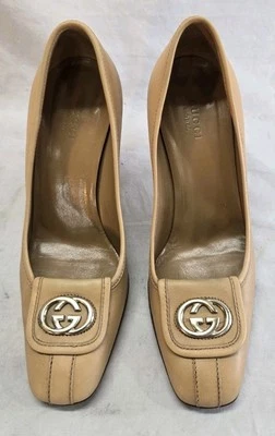 *Gucci Women's Size 36 Beige Leather Interlocking GG Pumps - Image 1 of 4