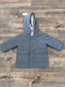 Zara Unisex Kids Gray Winter Peacoat Sherpa Lined Size 12-18mo - Picture 1 of 11