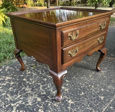 Ethan Allen Georgian Court Cherry 2 Drawer Side Table End Table Cabriole Legs - Image 1 of 4