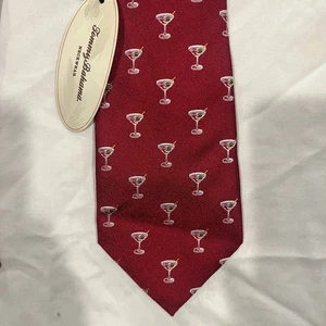 Tommy Bahama Krawatte 100 % Seide rot Martini Glasmotiv neu mit Etikett mit Fehler LESEN - Bild 1 von 12