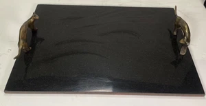 Vintage Michael Aram Black Granite Cat Handle Tray - Picture 1 of 9