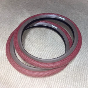 2 x SHADOW CONSPIRACY CREEPER BMX TIRES 20 x 2.4 RARE UNRELEASED COLOR RED NEW - Picture 1 of 6