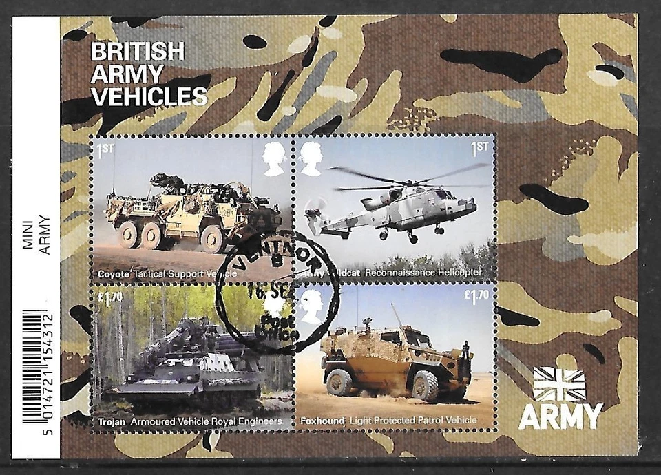 2021 British Army Vehicles with Barcode Mini Sheet Fine Used HRD2-A - Image 1 of 1