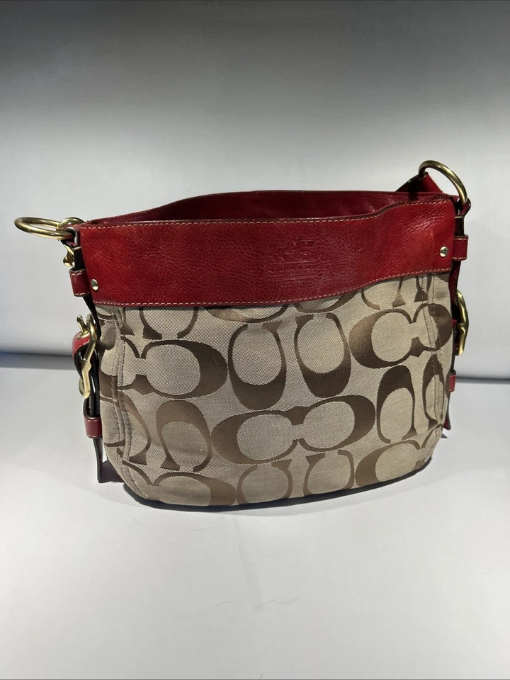 VTG Excellent   Rare COACH One Shoulder Bag Signature G0868-12657 Red/biege - Image 1 of 4