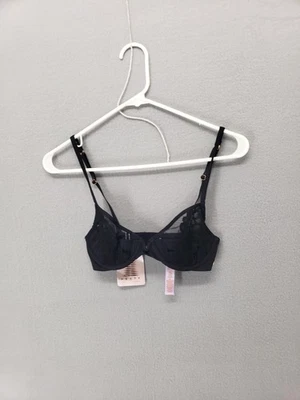 Savage X Fenty Bra Womens 30C Black Lace Underwire Sheer Mesh Lingerie NWT - Image 1 of 4