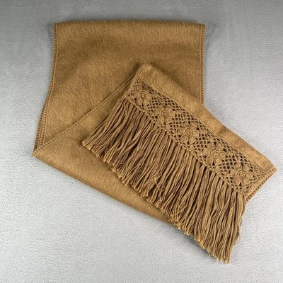 Alpaca Camargo Scarf Womens Brown Floral Crochet Fringe Trim Soft Peru Boho Wrap - Image 1 of 4