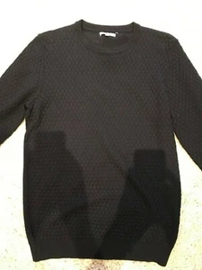 Reiss Mens Black Textured Long Sleeved Top, BRAND NEW NEVER WORN - Picture 1 of 4