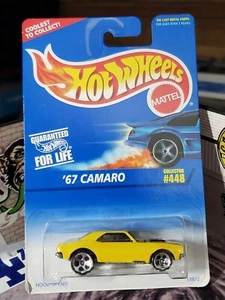 👓Hot Wheels 1996 #448🔥'67 CAMARO Yellow⭐Chrom 5-DOT Whls OPENING Hood Malaysia - Imagen 1 de 7