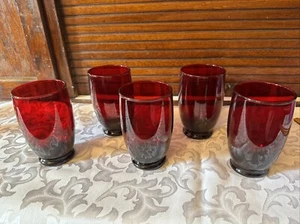 5 Vintage Baltic Royal Ruby-Liquor Cocktail Glasses Anchor Hocking 4 1/2” - Picture 1 of 12