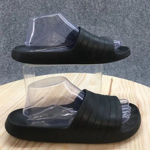 Adidas Sandals Womens 10 Adilette Aqua Slides Black Slip On Casual Logo Flats - Picture 1 of 18
